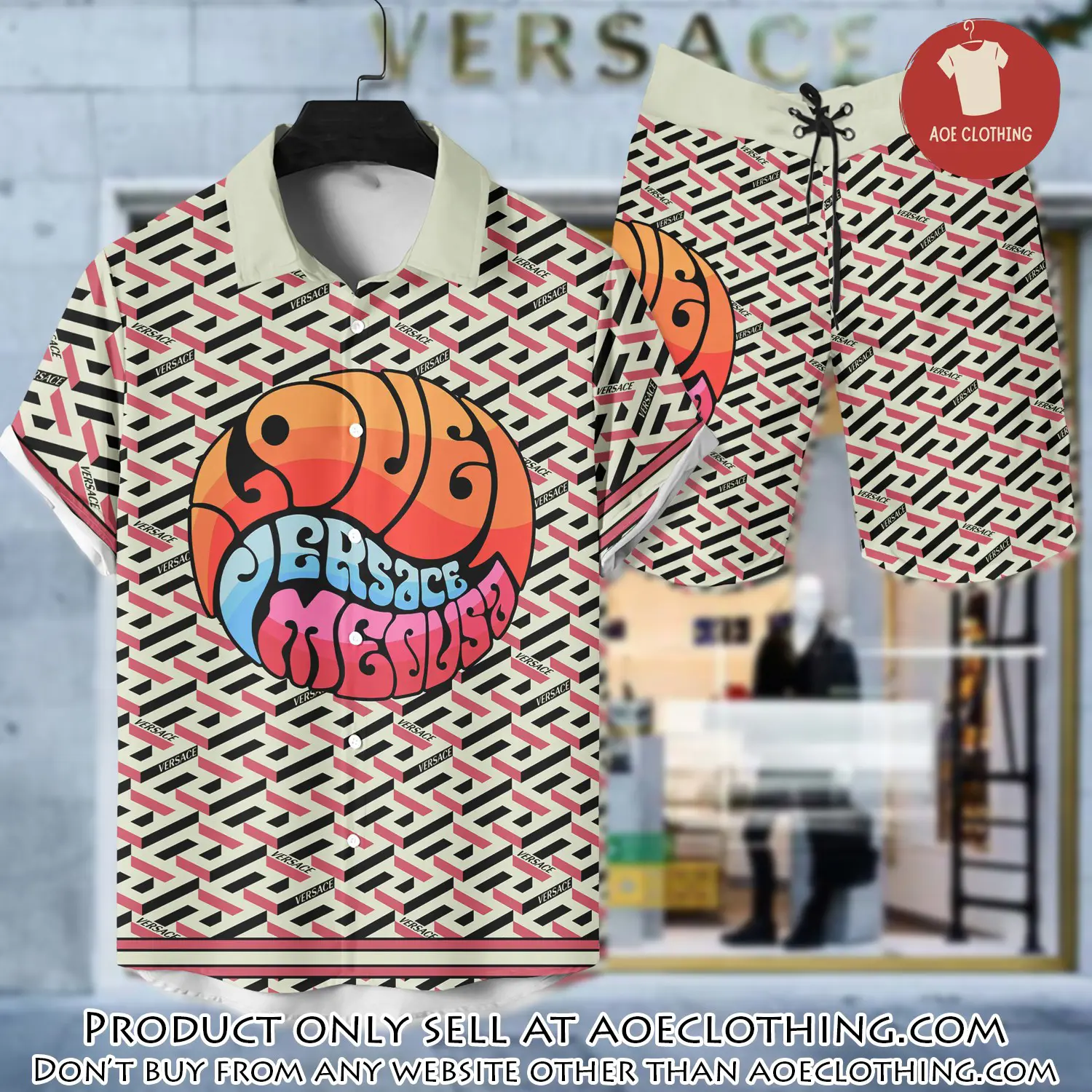 Versace luxury hawaiian shirt & short set lhs1208 aoe1032140